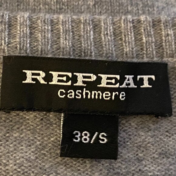 NEW Repeat 100% Cashmere Women Sz S Gray Sweater Pullover "To The Moon and Back" - Picture 9 of 11